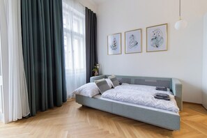 1 bedroom, iron/ironing board, travel crib, WiFi