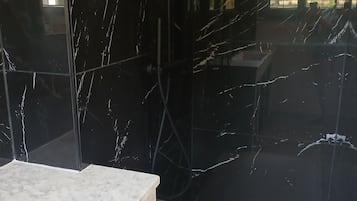 Ducha, secador de pelo, jabón, papel higiénico