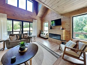 Smart TV, fireplace, video games