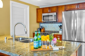 Microwave, oven, dishwasher, coffee/tea maker