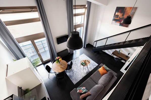 Classic Apartment, Balcony, Courtyard View | Living area | 40-inch LCD TV with cable channels