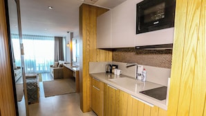Mini-fridge, microwave, stovetop, cookware/dishes/utensils - Kaleli Deluxe Homes  (Kas)