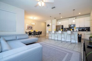 TV, DVD player, books, stereo