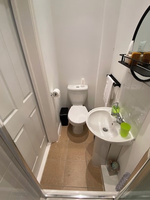 Sèche-cheveux, serviettes fournies, savon, papier toilette