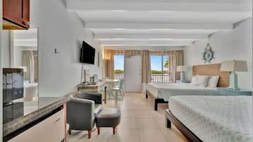 1 bedroom, desk, iron/ironing board, travel crib