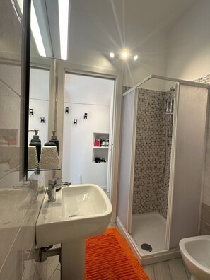 Ducha, secador de pelo, bidé y toallas