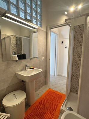 Dusche, Haartrockner, Bidet, Handtücher