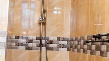 Slippers, towels, soap, toilet paper