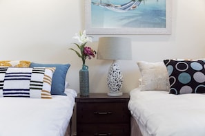 1 bedroom, desk, iron/ironing board, travel cot