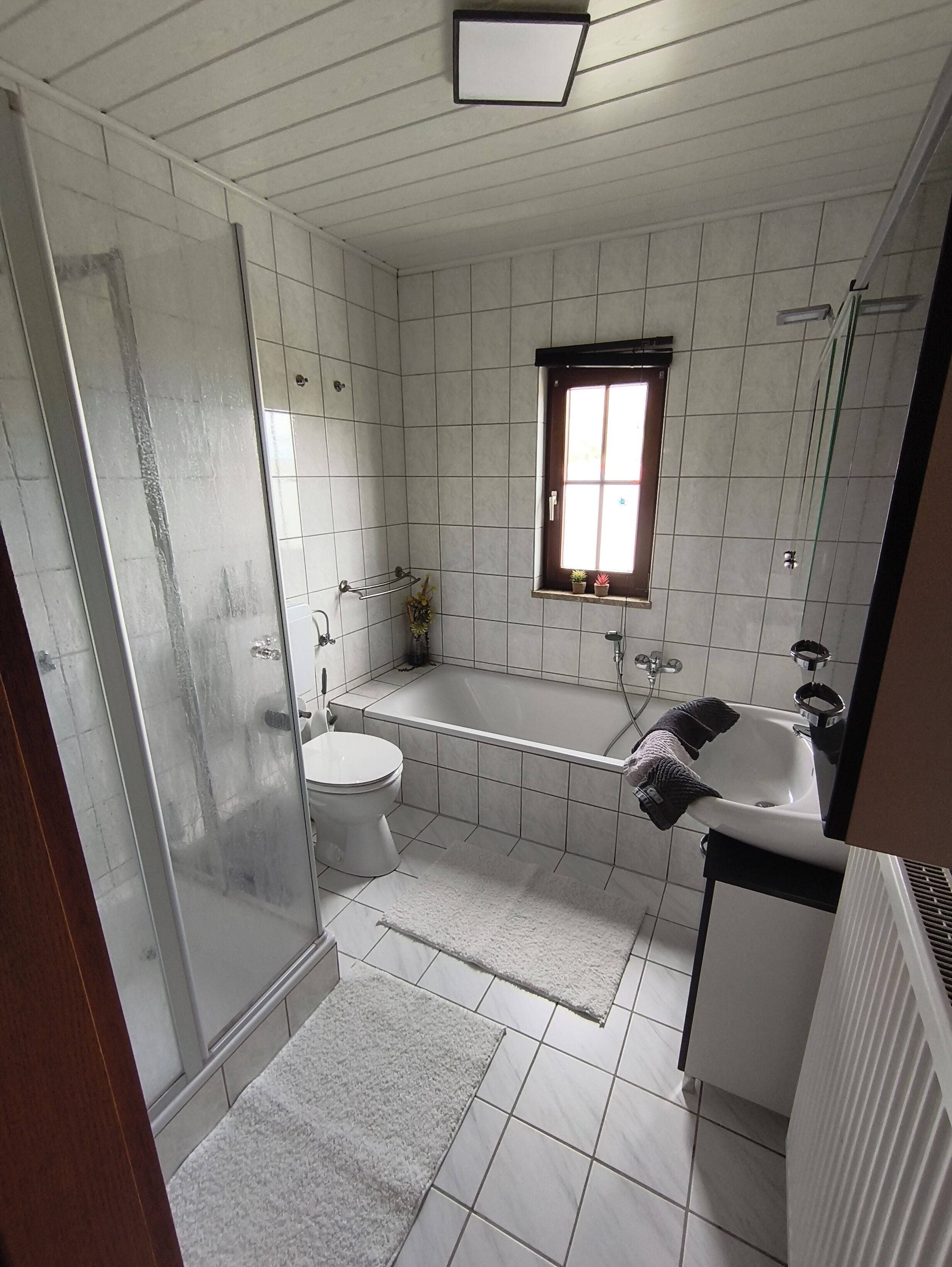 Haartrockner, Handtücher, Seife, Toilettenpapier