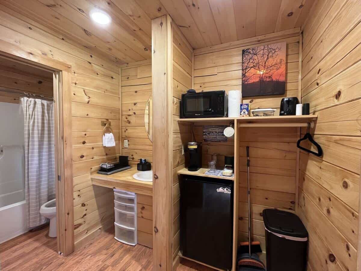 Shower, hair dryer, shampoo