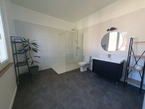 Regadera, amenidades de baño gratuitas, secadora de cabello, toallas 