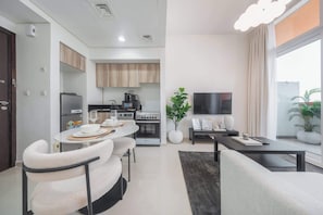 Fridge, microwave, stovetop, toaster