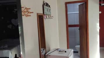 Shower, towels, toilet paper