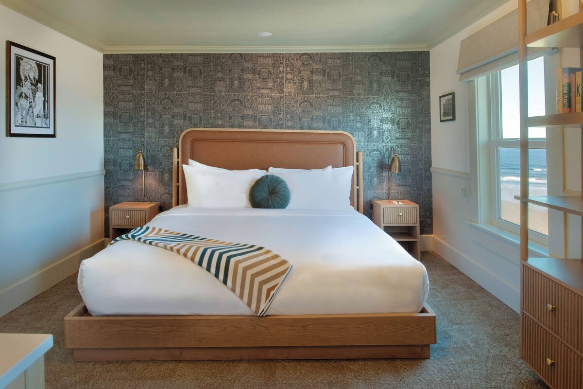 Studio, 1 giường cỡ king, quang cảnh biển | Bộ trải giường bằng vải cotton Ai Cập, bộ đồ giường cao cấp 