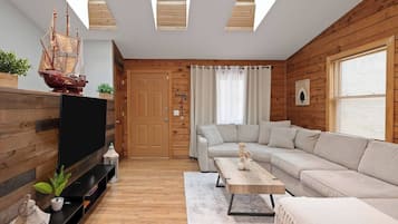 Fernseher, Kamin, Tischtennisplatte