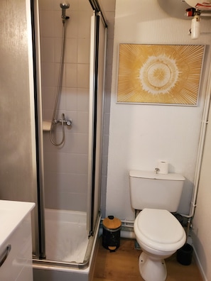 シャワー、タオル、トイレットペーパー