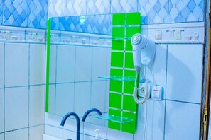 Shower, towels, toilet paper