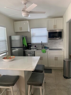 Kühlschrank, Mikrowelle, Herdplatte, Geschirrspüler