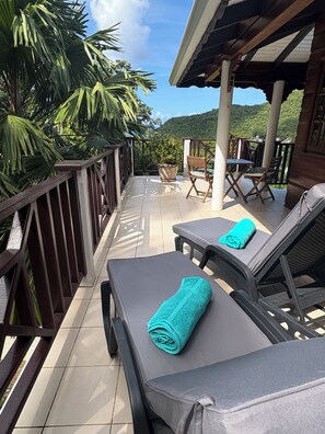 Terrace/patio - Villa Kai Bois- airy and authentic, close to amenities, local beach and own pool (Marigot Bay)