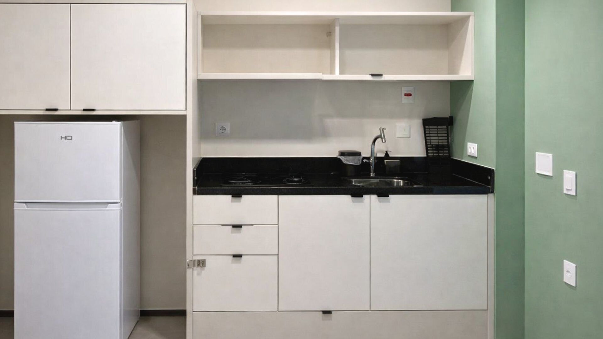 Apartamento exclusivo | Cozinha privada | Geladeira grande, micro-ondas, cooktop