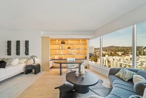 Smart TV, fireplace, DVD player, books