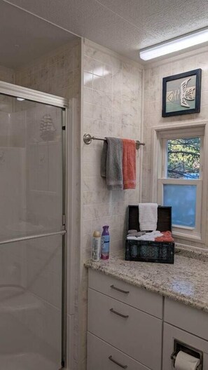 Hair dryer, towels