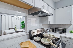 Fridge, microwave, oven, dishwasher