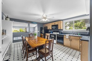 Fridge, microwave, oven, dishwasher