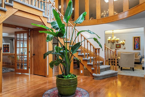 Grand foyer with natural light and soaring ceilings