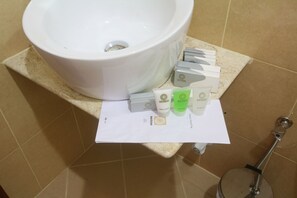 Towels, soap, toilet paper