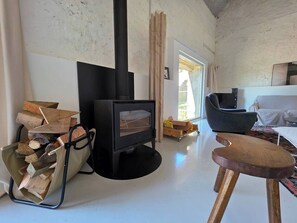 Fireplace, stereo, computer monitors