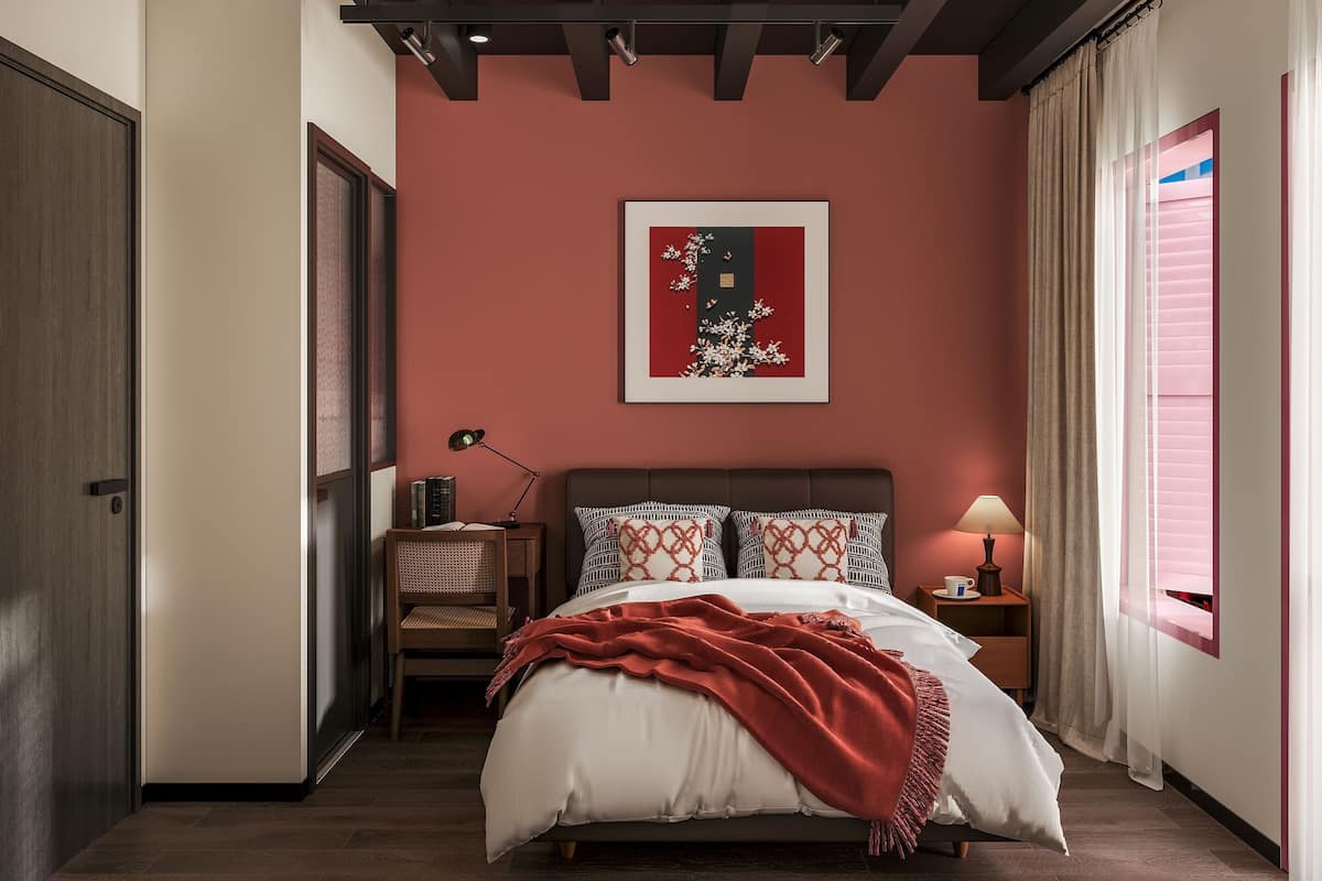 Desk, laptop workspace, free WiFi, bed sheets