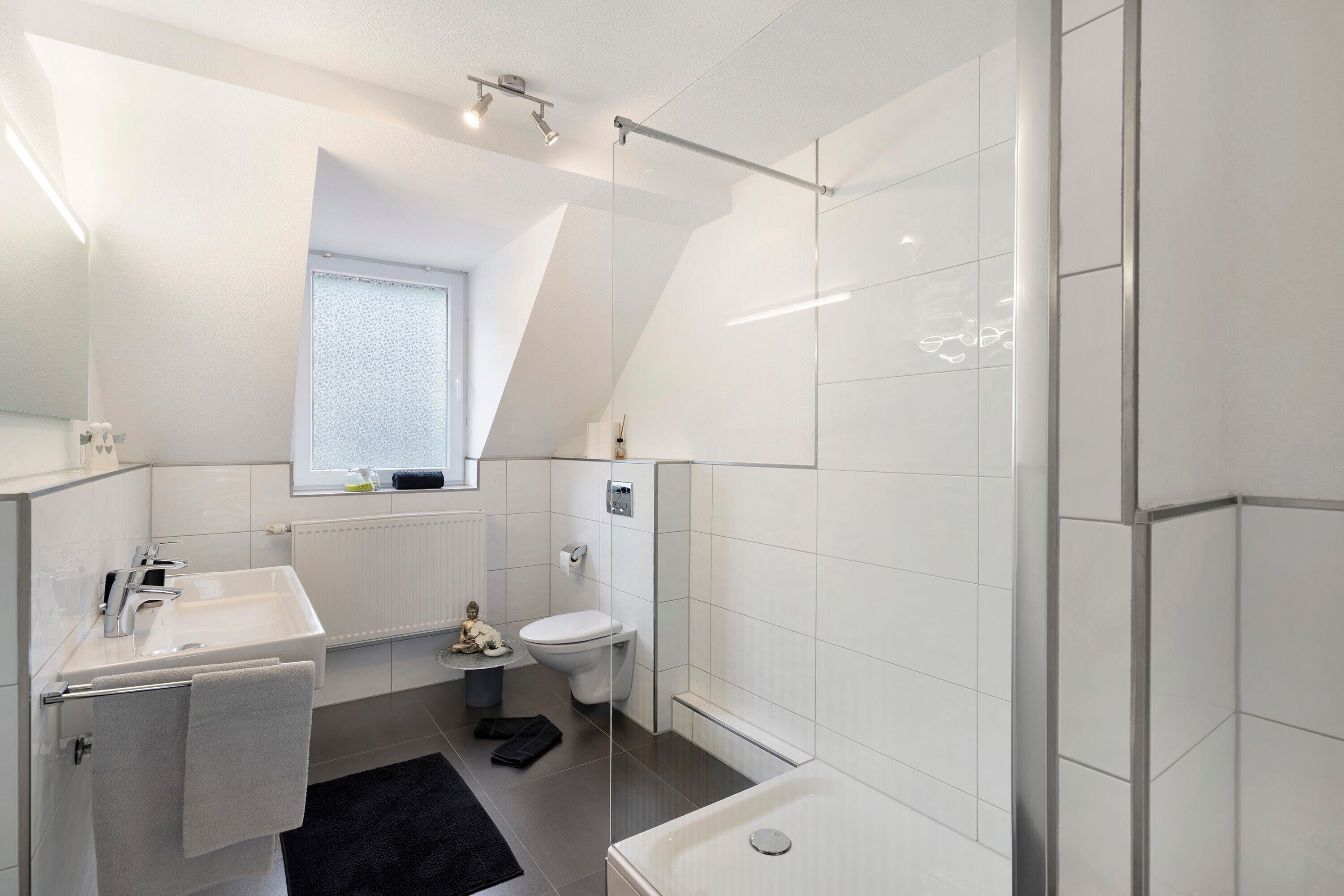Dusche, Haartrockner, Handtücher