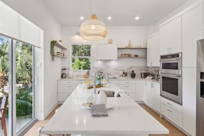 Fridge, microwave, oven, dishwasher