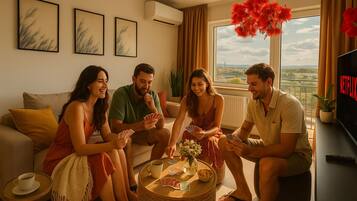 Deluxe Apartment, City View | Living area