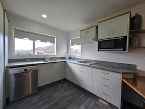Microwave, oven, stovetop, dishwasher