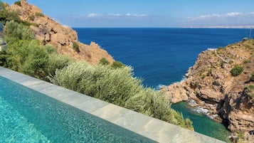 Seasonal outdoor pool, pool umbrellas, sun loungers