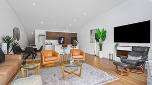 TV, fireplace