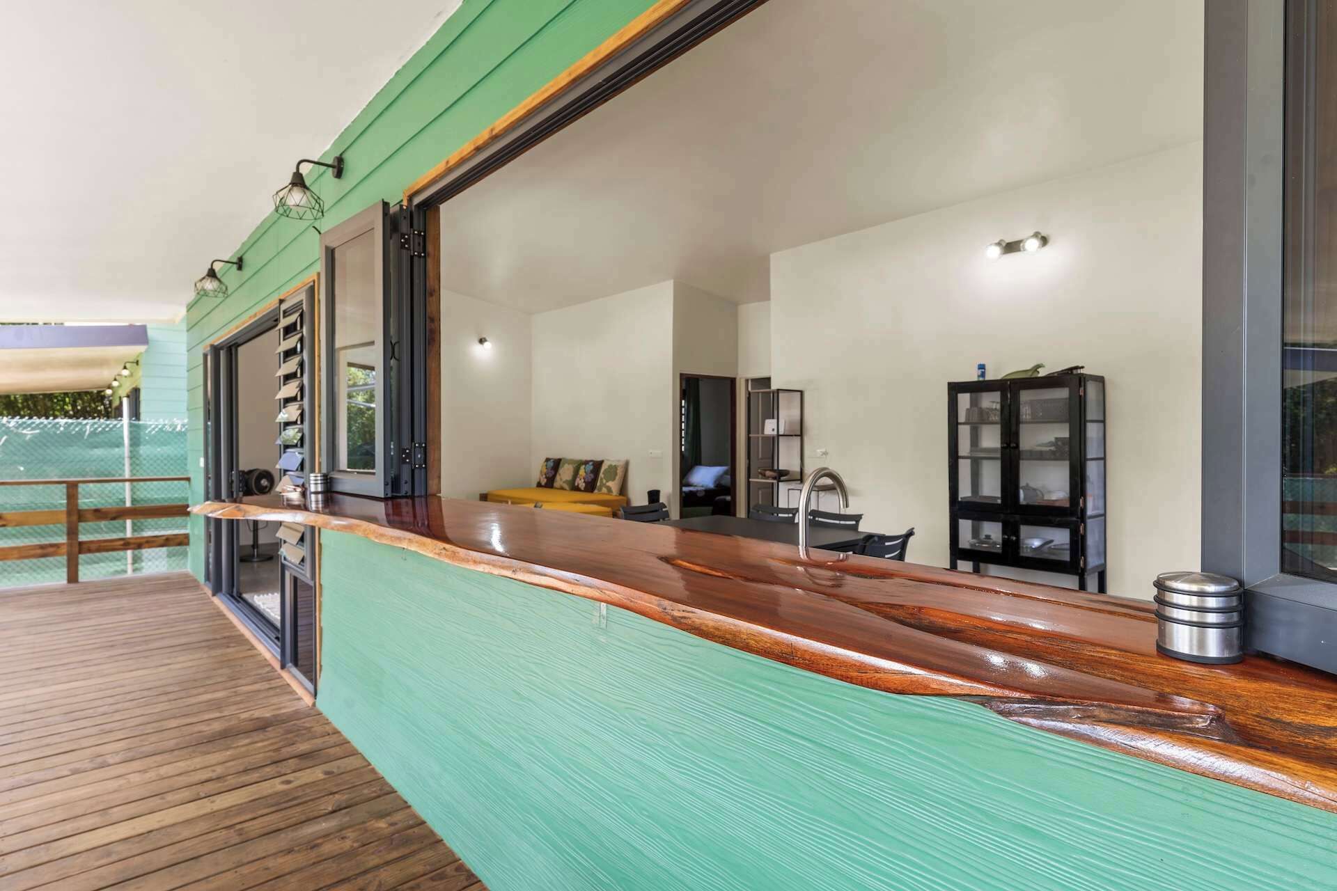 Open wide window view of indoor and outdoor spaces