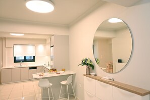 Apartment, 2 Bedrooms, Ground Floor | Private kitchen | Full-size fridge, microwave, stovetop, dishwasher