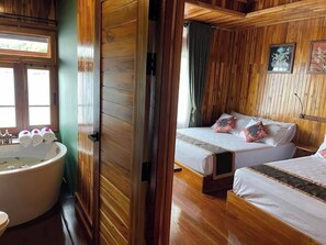 Quadruple Room, River View | Desk, free WiFi