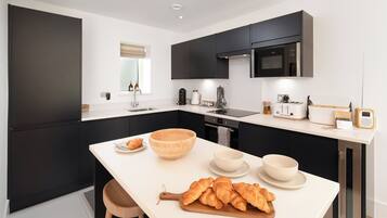 Microondas, horno, placa de cocina y lavavajillas