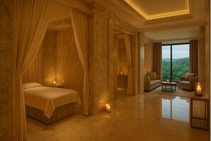 Couples treatment rooms, sauna, hot tub, steam room, hot springs