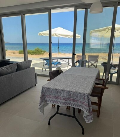 Brand new beachfront house in Koutsouras — 30 steps to crystal-clear water!