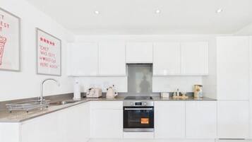 Fridge, microwave, oven, electric kettle