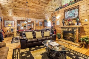 Een televisie, een open haard en videogames