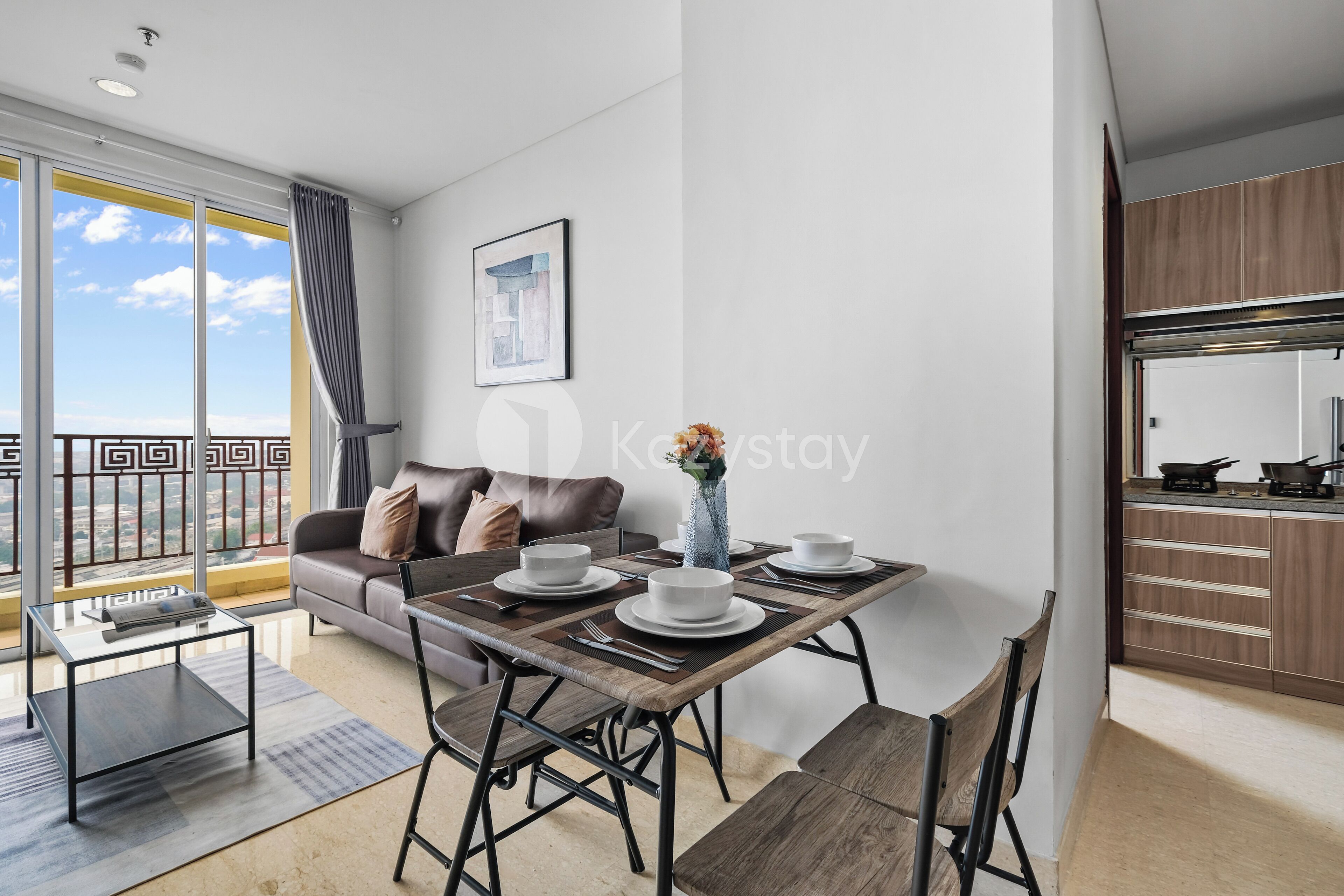 Apartemen, 2 kamar tidur, pemandangan kota | Ruang makan