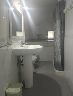 Dusche, Haartrockner, Bidet, Handtücher