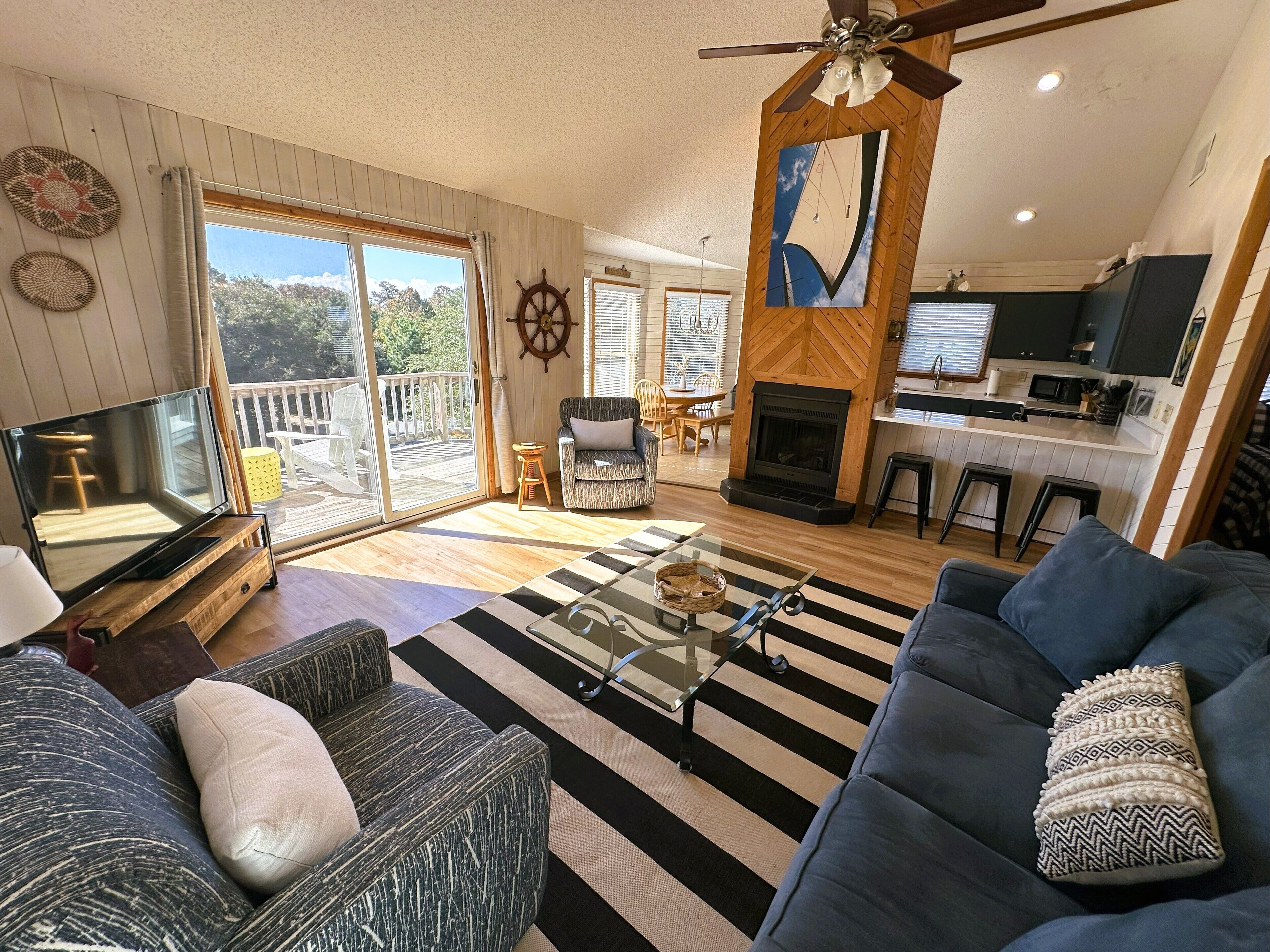 TV, DVD player, video library